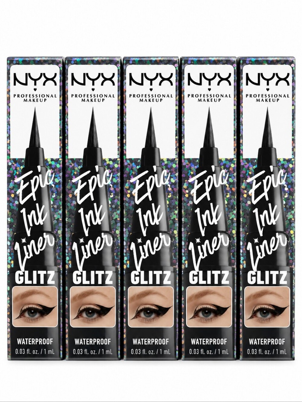 5 x NYX Makeup Epic Wear Glitz Metallic Liquid Eyeliner Graphite Glitz